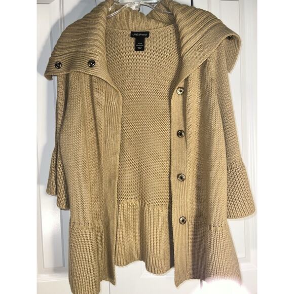 Lane Bryant Tan Vintage Sweater Cardigan Women's 14/16 with 3/4 Length Sleeves - Picture 11 of 14